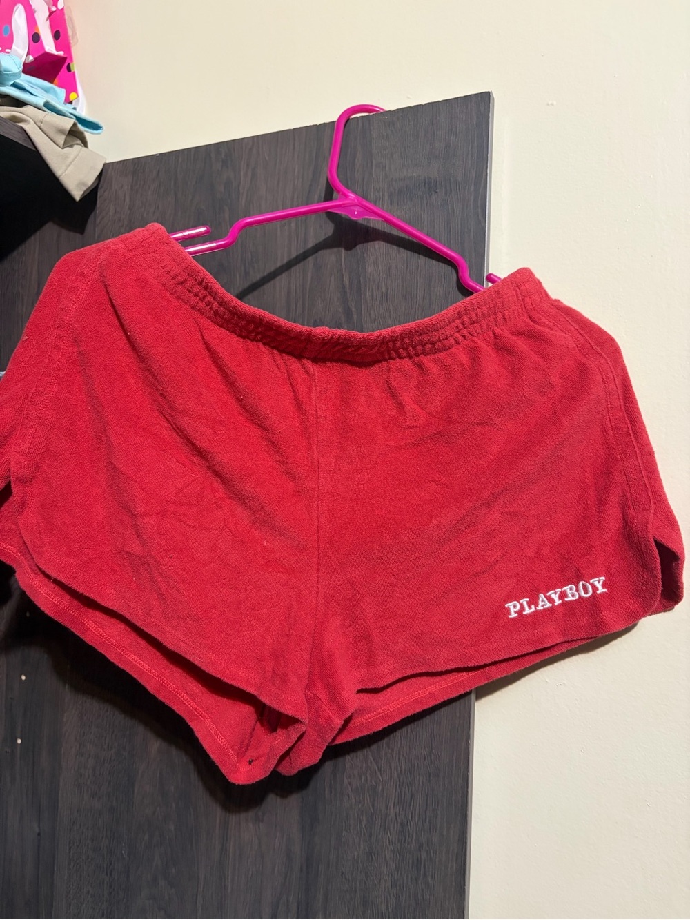 PLAYBOY Red Terry Cloth Women’s Casual Athletic Shorts